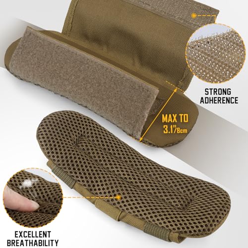 LIVANS Tactical Plate Carrier Shoulder Pads, 2 Pack Shoulder Strap Pad Backpack Strap Cushion Pads Vest Shoulder Pads Bag Strap Pad Backpack Accessories Fit Up to 3.1" Strap - color: Khaki