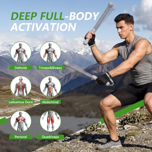 Weighted Ropeless Battle Ropes for Home Gym&Travel - 2 Pack Cordless Portable Battle Ropes, Exercise Rope Sticks for HIIT, Strength & Cardio, Fitness Enthusiasts and Athletes