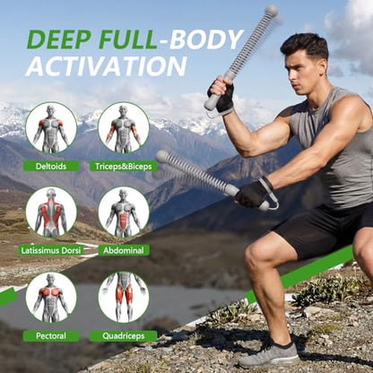Weighted Ropeless Battle Ropes for Home Gym&Travel - 2 Pack Cordless Portable Battle Ropes, Exercise Rope Sticks for HIIT, Strength & Cardio, Fitness Enthusiasts and Athletes