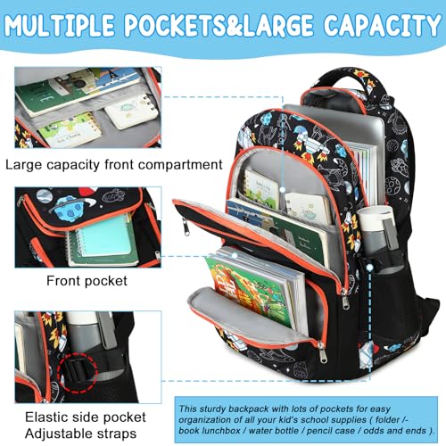 Bluboon Kids Backpack Boys Camo Bookbag Teens Elementary School Bag Daypack Travel Back Pack Middle school (Rocket Blue Planet) - color: Rocket Blue Planet
