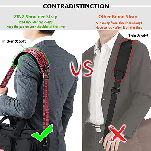 ZINZ Bag Shoulder Strap, Padded Adjustable Shoulder Strap Replacement - color: Black&red Jacquard, size: 57"