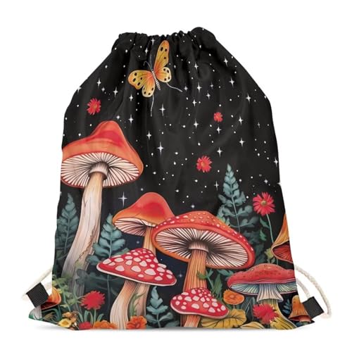 Upetstory Mushroom Drawstring Backpack Purse String Gym Bag Gymnastics Outdoor Bags Fashion Daypack Cinch Sack Pack Portable Cosmetic Pouch for Travel Workout Shopping Camping - color: 1 Mushroom