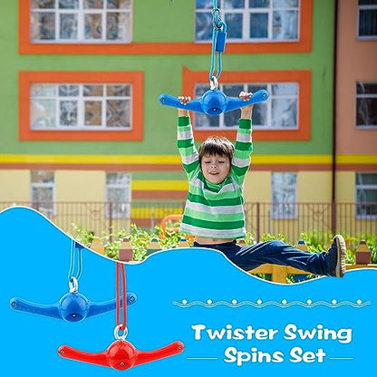 2 Pack Ninja Twist Swing 360° Handle Twist Playset Ninja Line Toys Jungle Gym Accessories for Kids Boys Girls Playground Backyard Swing Set Attachments