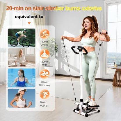 Steppers for Exercise at Home, Mini Stepper with Resistance Bands, Hydraulic Fitness Stepper with LCD Monitor, 360LBS Weight Capacity Portable Stair Stepper for Small Spaces - size: Large