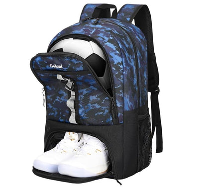 Ventilated Sports Duffel Bag with Separate Shoe Storage for Football Basketball Training Lightweight Backpack (Blue 02) - color: Blue 02
