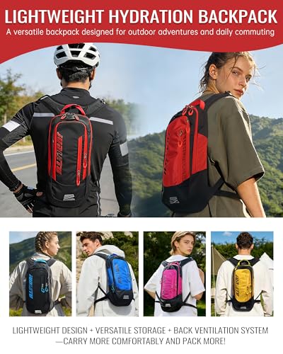 Croogo Hydration Packs,Hydration Backpack with 2L Hydration Bladder,Bicycle Daypack Waterproof Breathable Bag for Climbing - color: Ot04-rose Red-sd