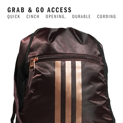 adidas Alliance Sackpack – Drawstring Backpack for Sports, Small Gym Bag, Shadow Brown/Rose Gold/2, OSFA - color: Shadow Brown/Rose Gold/2