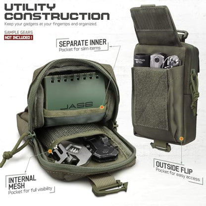 Tactical Backpack Accessories Pouch, Molle Accessories Shoulder Strap Attachment Pouches Utility EDC Phone Pouch Sport - color: Ranger Green-2pcs