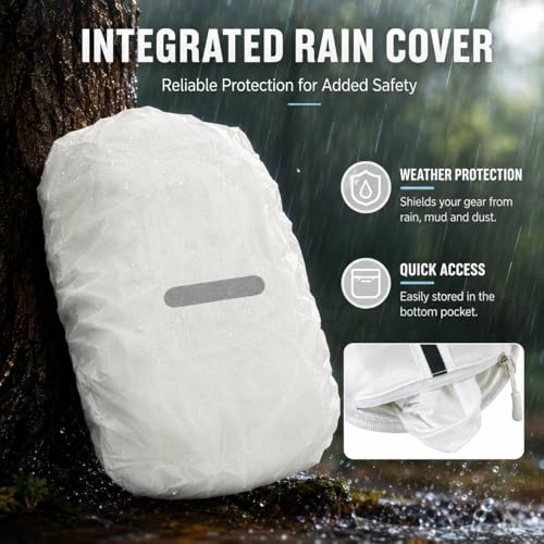 Zavothy Hydration Backpack with 1.5L Water Bladder, Lightweight Water Backpack for Women, Hydration Pack with Rain Cover for Running Hiking Cycling Festival, Reflective Bounce-Free Fit - color: White