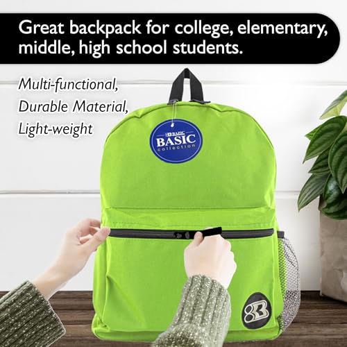 BAZIC Products 1034 Basic Backpack, Lime Green, 16" - color: Lime Green, size: 16"