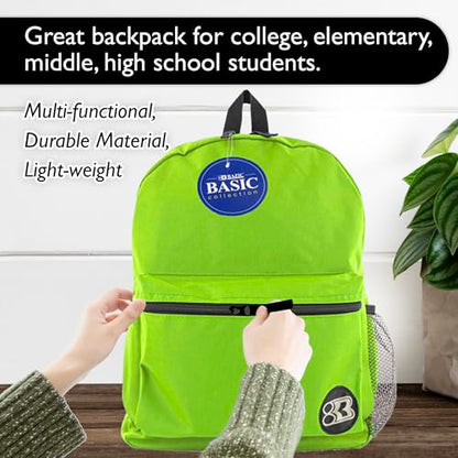 BAZIC Products 1034 Basic Backpack, Lime Green, 16" - color: Lime Green, size: 16"