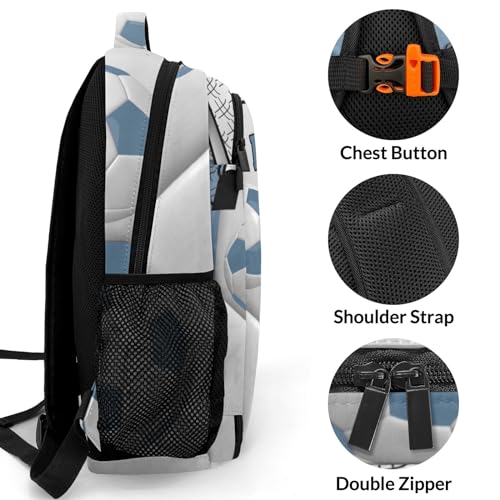 Personalized Casual Backpack Sport Ball Athlete Player Soccer Aegean College School Laptop Travel Daypack for Boys Girs 16.5 Inch - color: Aegean