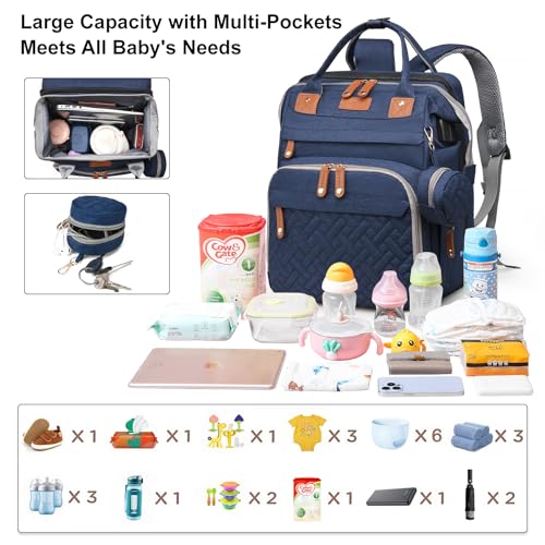 Baby Diaper Bags with Changing Station Multifunctional Waterproof Diaper Bag Backpack Travel Baby Bag with Changing Pad, Pacifier Case,Baby Essentials(Blue) - color: Up-blue