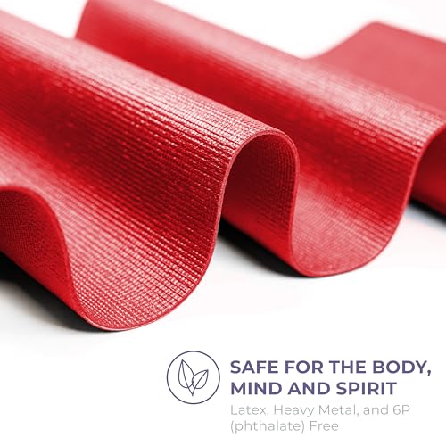 Voyage Yoga Mat, 6 Pack, 72" x 24" Professional Studio and Gym Bulk Yoga Mats, 5mm Thick, Durable, Anti-Tear, Non Slip Fitness and Exercise Mats - color: Red