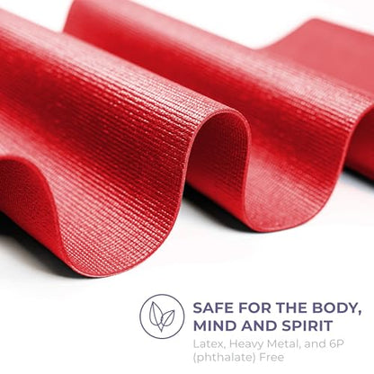 Voyage Yoga Mat, 6 Pack, 72" x 24" Professional Studio and Gym Bulk Yoga Mats, 5mm Thick, Durable, Anti-Tear, Non Slip Fitness and Exercise Mats - color: Red