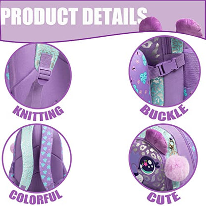 Kids Backpacks for Girls School Bag with Lunch Box School Backpack for Girls Set Cute Bookbag for Kindergarten - color: Purple