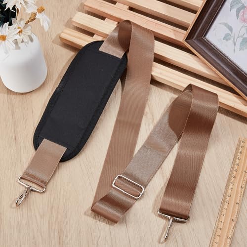 GORGECRAFT Shoulder Strap with Thick Padded 156cm Universal Replacement Laptop Shoulder Strap Adjustable Purse Straps with Buckles for Crossbody Briefcase Computer Messenger Bag Luggage Duffel Camera - color: Camel