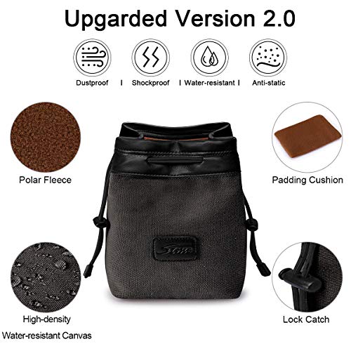 S-ZONE Soft Camera Bag DSLR Insert Handbag Drawstring Lens Case Compatible with Canon Nikon Sony - color: Dark Gray, size: Medium