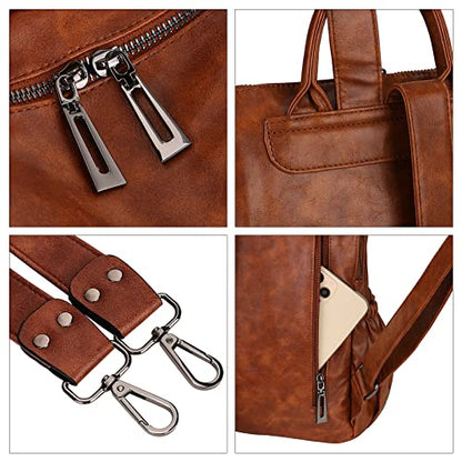 Uromee Travel Backpack Purse for Women Vegan Leather Ladies Fashion Tassel Shoulder Bag Convertible - color: 0243 Brown Oil Wax