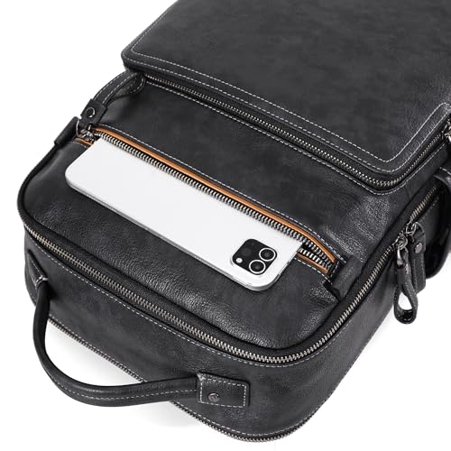 Men's new business leather minimalist computer bag waterproof travel bag men's commuting backpack