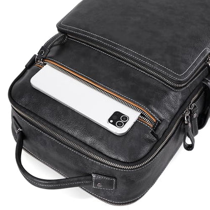 Men's new business leather minimalist computer bag waterproof travel bag men's commuting backpack