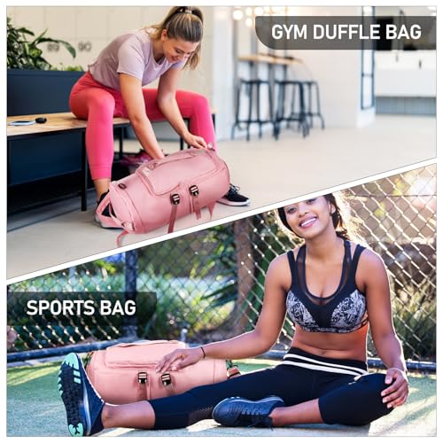 Ciieeo Travel Gym Backpack for Women and Men, Pink Multipurpose Sports Daypack with Wet Compartment and Adjustable Straps, Lightweight Hiking and Swimming Bag for Outdoor Activities