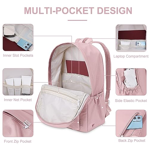 YFGBCX Cute Aesthetic Backpack for Women Solid Color Backpacks Lightweight Classic Backpack for Women Laptop Backpacks - color: Pink