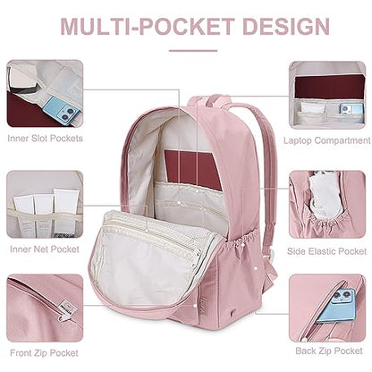 YFGBCX Cute Aesthetic Backpack for Women Solid Color Backpacks Lightweight Classic Backpack for Women Laptop Backpacks - color: Pink