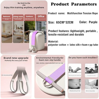 2025 New Yoga Pedal Resistance Fabric Band with Handles Anti-Broken Elastic Sit Up Pull Rope for Strength Training 120lb Full-Body Excercise Band Portable Unisex Resistance Exercise Bands - color: Purple