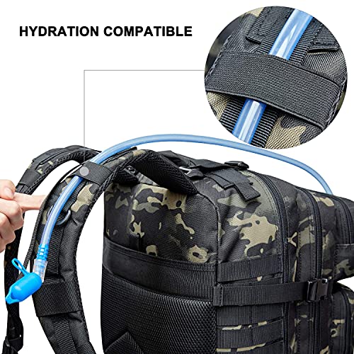 Prospo Military Tactical Backpack Large Fishing Tackle Backpack 3 Day Assault Survival Pack Molle Bag for Men - color: Black Cp