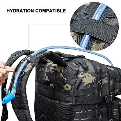 Prospo Military Tactical Backpack Large Fishing Tackle Backpack 3 Day Assault Survival Pack Molle Bag for Men - color: Black Cp