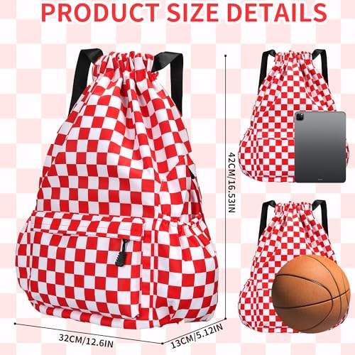 Drawstring Backpack for Women Drawstring Gym Bag Water Resistant Small Cinch Sack Pull String Backpack Bag (Checkered-Pink) - color: Checkered-pink