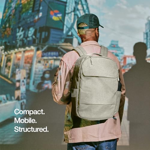 Incase Crosstown Backpack – 20L Everyday Laptop Backpack for Work, Travel – 16" Faux Fur MacBook Sleeve, External Front Pocket, Water Bottle Pockets, Travel Pass Through - Limestone - color: Limestone