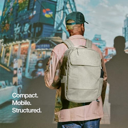 Incase Crosstown Backpack – 20L Everyday Laptop Backpack for Work, Travel – 16" Faux Fur MacBook Sleeve, External Front Pocket, Water Bottle Pockets, Travel Pass Through - Limestone - color: Limestone