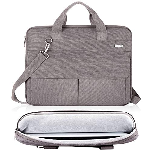 LANDICI Laptop Bag Carrying Case 15.6 Inch with Shoulder Strap, Slim Waterproof Computer Sleeve Cover Compatible with MacBook Pro 15/16, 15-16 Inch HP Acer Dell Lenovo ASUS Laptop, Khaki - color: Khaki&grey, size: 14-15.6 Inch