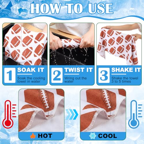 FuWeave 12 Pack Football Cooling Towel 40 x 12 Inch Breathable Sport Cooling Towel Microfiber Fast Drying Team Gifts for Athletes Yoga Gym Camping Running - style: Football