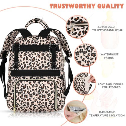 Tenot Baby Diaper Bag Backpack, Travel Diaper Bags for Baby Girl Boy Large Capacity Baby Bag Backpack for Women Leopard Print - color: Leopard