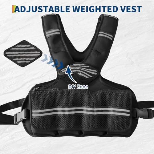 Adjustable Weighted Vest, Neoprene Weight Vest for Jogging,Walking, Running with Reflective Strips and Mesh Pockets - size: 4-20 LBS