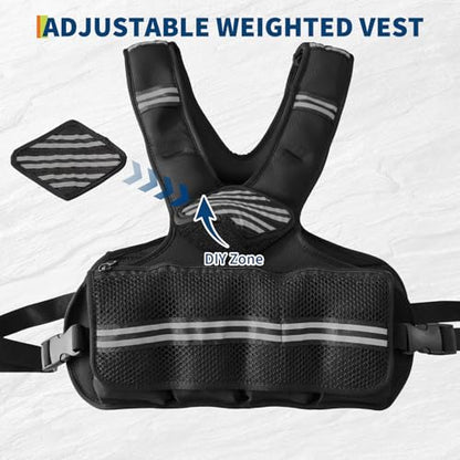 Adjustable Weighted Vest, Neoprene Weight Vest for Jogging,Walking, Running with Reflective Strips and Mesh Pockets - size: 4-20 LBS