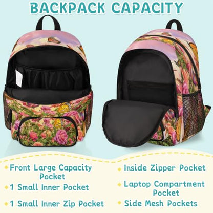 Flower Butterfly Laptop Backpack for Women Men, Work Computer Backpacks, 18.3 Inch Large Computer Nurse Teacher Bags Travel Casual Daypack - color: Multicolor 6