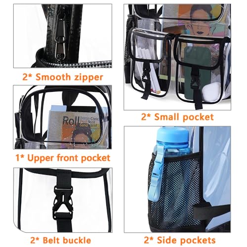 Clear Backpack for School, Clear Bookbag Heavy Duty Transparent Backpacks 17 '' Large See Through Bag for Boys Girls - color: Blue