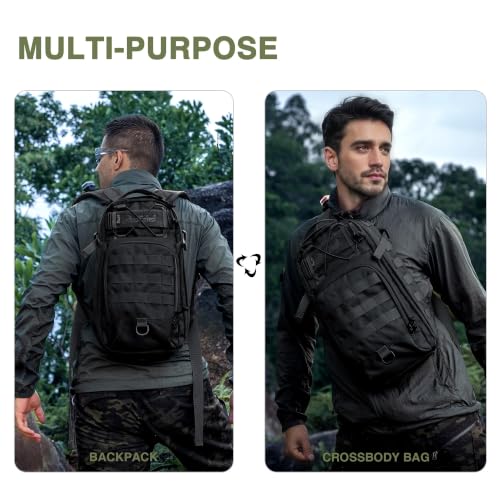 Mardingtop Small Tactical Backpack,Molle Military Rucksack Daypack for Hiking Traveling,15L Sling bag，Crossbody Bag for men - color: Black-15l