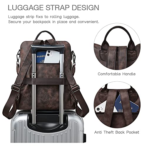 Shrrie Backpack Purse for Women Leather Backpack Fashion Designer Travel Backpack Convertible Shoulder Bag - color: 1-5-nubuck Coffee