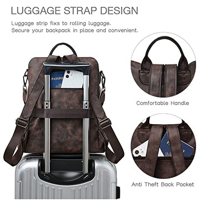 Shrrie Backpack Purse for Women Leather Backpack Fashion Designer Travel Backpack Convertible Shoulder Bag - color: 1-5-nubuck Coffee