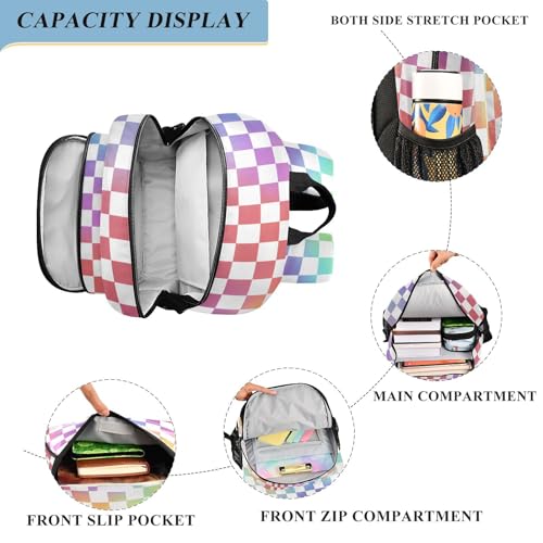 ALAZA Rainbow Checkered Laptop Backpack Purse for Women Men Checker Travel Bag Casual Daypack with Compartment & Multiple Pockets - color: Checkered