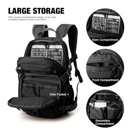 Mardingtop Small Tactical Backpack,Molle Hiking Backpack for Backpacking,Cycling and Biking,15L/25L Backpack - color: Black, size: 15L
