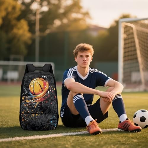 18.5in Basketball Backpack Basketball Bag with Shoe Compartment & Ball Holder, Waterproof Bag for Soccer Volleyball - color: Camouflage Basketball Print