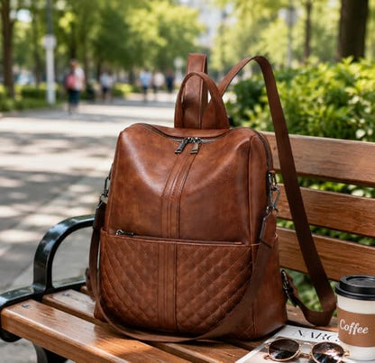 sqlp Fashion Backpack Purse for Women Faux Leather Ladies Handbags - color: Black, size: Large