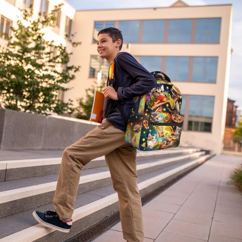 Funny Taco Cats School Backpack For Kids Galaxy Pizza Cat Backpack For Boys Girls Children Elementary Middle School Bookbag Ages 6-18 Back Pack - color: Taco Cats
