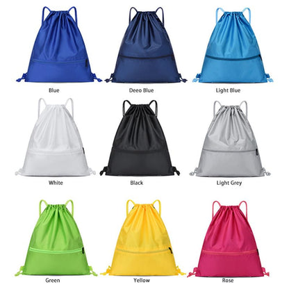 Water Resistant Drawstring Gym Sack Cinch Bag with Zipper Side Pocket, Pack of 2 (Backpack D, Grey) - color: Grey, style: Backpack D